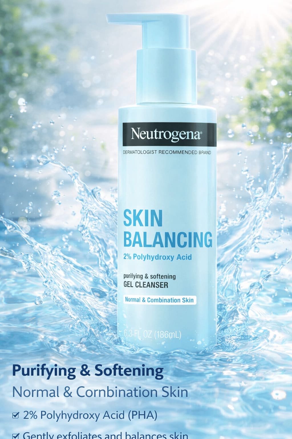 Neutrogena Skin Balancing Purifying Gel Cleanser com 2% Polyhydroxy Acid (PHA)
