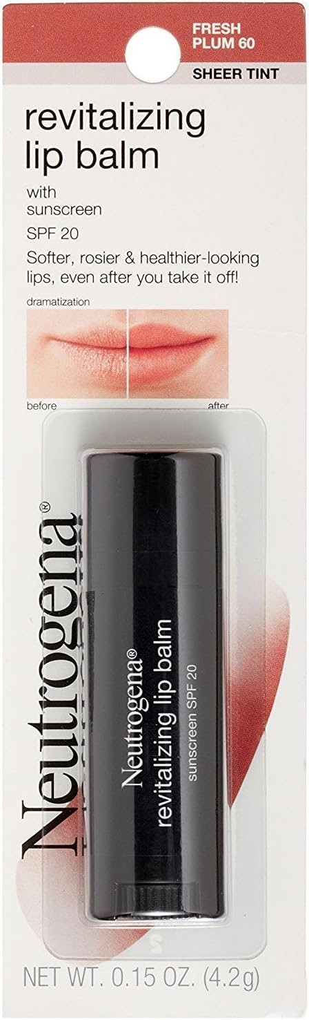 Neutrogena Revitalizing and Moisturizing Tinted Lip Balm with Sun Protective Broad Spectrum SPF 20 Sunscreen, Lip Soothing Balm with a Sheer Tint in Color Fresh Plum